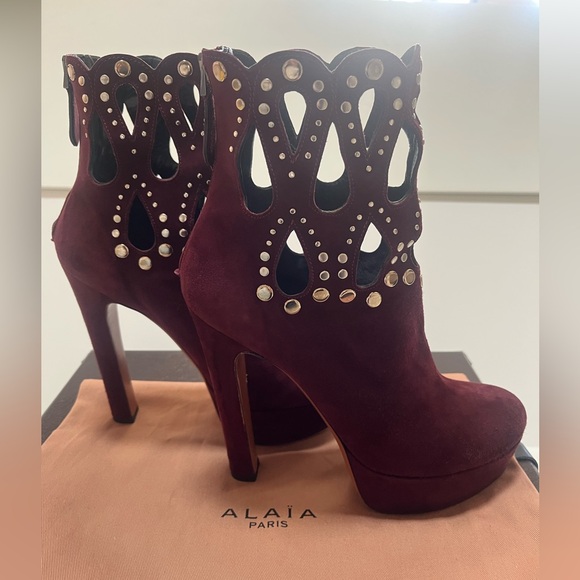 Alaia Donna Boots in Burgundy Size 38 - Picture 10 of 10